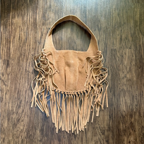Free People Tan Suede Fringe Hobo Bag - Picture 12 of 16